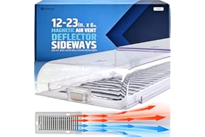HMMAGNETS Powerful Magnetic Air Vent Deflector Sideways (Side Extender) - 3 Strong Neodymium Magnets (Upgraded Design) - Fits 3"-6" Wide Floor/Wall/Ceiling Registers, Adjustable from 12” to 23” | Patent Pending