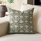 DOMVITUS Floral Pillow Covers 18x18 Decorative Throw Pillow Covers Floral Block Print Farmhouse Vintage Pillow Cover for Living Room Couch Bed Dusty Green 1PC