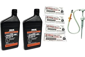 PWC PARTS CO Yamaha Yamalube OEM Twin Outboard Gear Lube Kit w/Pump, Acc-GEARL-UB-QT Lower Unit Oil, 90430-08003-00 Gaskets 2 Stroke 4 Stroke F15 F20 F25 F40 F50 F60 F70 F75 F90 F115 F150 F175 F200 F225 F250