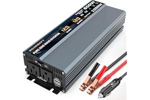 ROARBATT 600W Pure Sine Wave Power Inverter 12V DC to AC 110V 120V Peak Power 1200W with 2 AC Outlets Car Inverter and Dual 3.4A USB Port Cooling Fans and LCD Display for Inverter Home RV Car Solar System