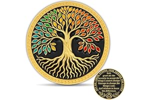 Tree of Life Recovery Challenge Coin – Serenity Prayer Medallion for Sobriety, Motivation & Growth – 1.57" Zinc Alloy Coin wi
