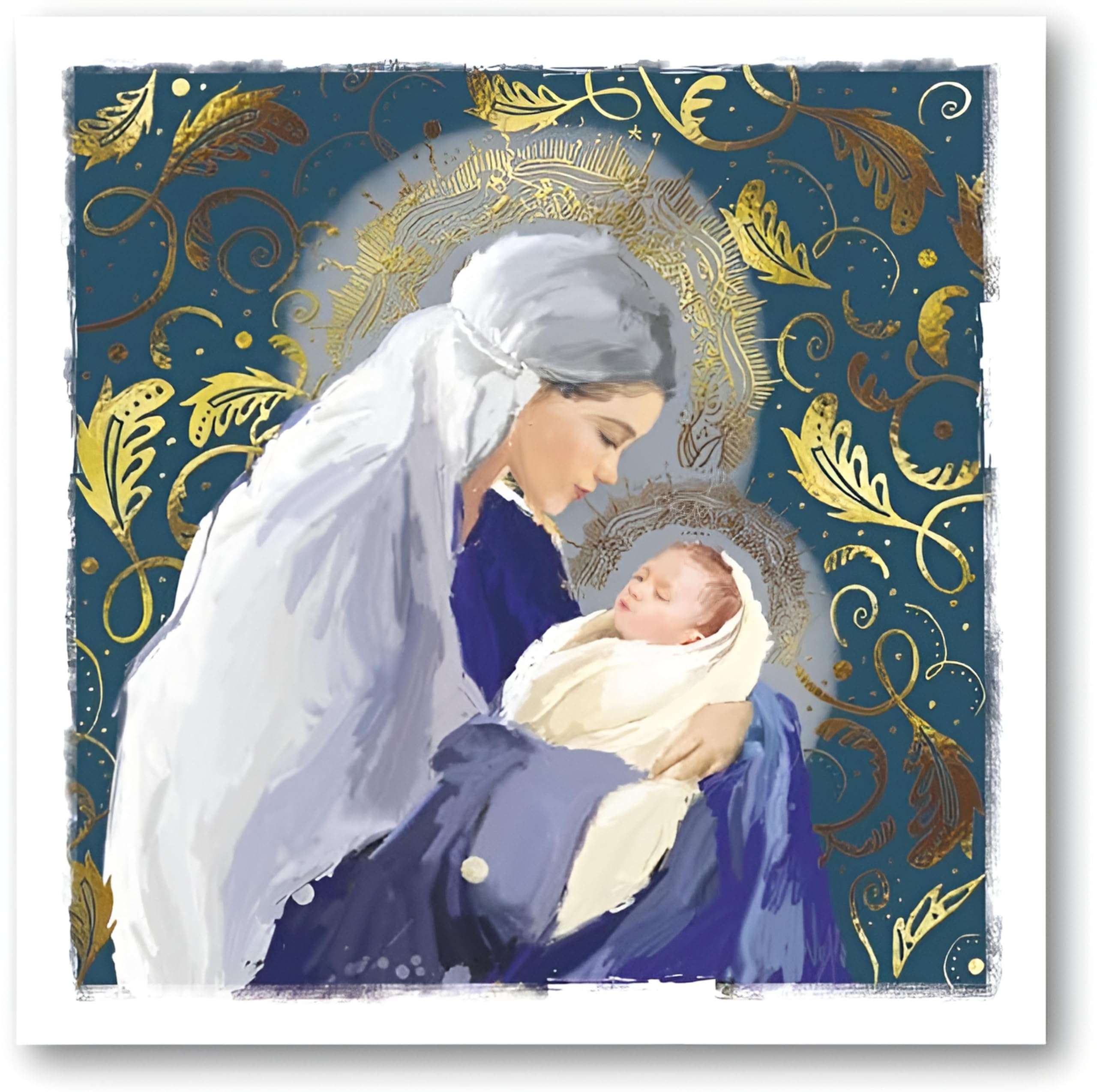 GBCC Charity Christmas Cards Pack of 10 - Mary and Baby Jesus Design - Foil Finish - Religious Christmas Cards Multipack - In Aid of UK Charities