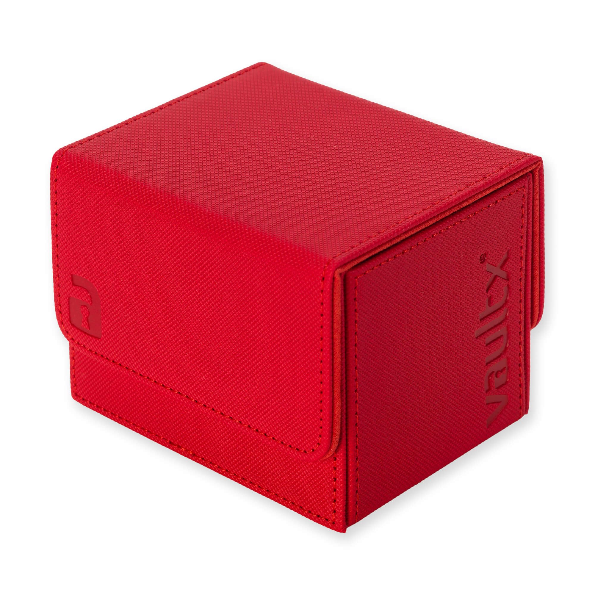 Vault X Trading Card Sideloading Deck Box, 100+ sleeved cards, Premium Exo-Tec Material, Card Holder Storage Box, Detachable Magnetic Lid, for MTG Commander Game, TCG (Red)