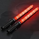 E-riding 2 Pack 21 Inch Red Traffic Wand with 3 Flashing Modes | Traffic Control Wand with Side Clip for Traffic Control, Parking, Aircraft, Car Directing