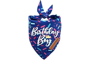 Realeaf Birthday Boy Dog Bandana, Dog Birthday Party Supplies,Premium Durable Fabric, Bandana for Medium and Large Dogs Pets (Blue, Large)