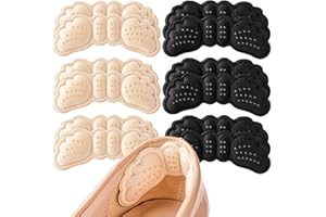 EIRMAT Heel Pads for Shoes, Heel Grips for Men and Women, Heel Cushions Shoe Filler for Heel Pain Relief, Blisters (Black+Beige, 6 Pairs)