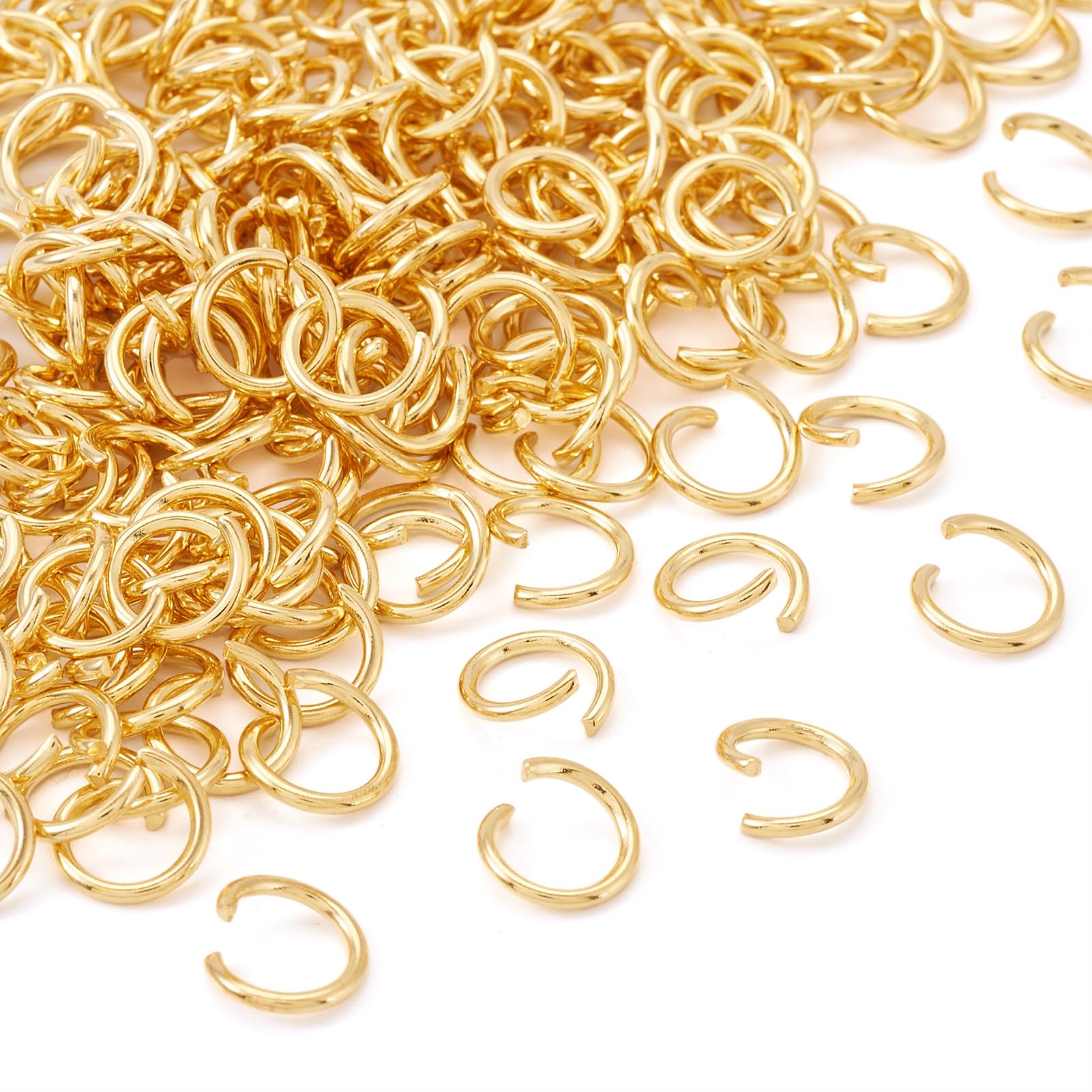Pandahall 200Pcs Golden Stainless Steel Open Jump Rings 9mm Round 1.2mm Thick Metal Round Unsoldered Ring Connectors for Chainmail Jewelry Making