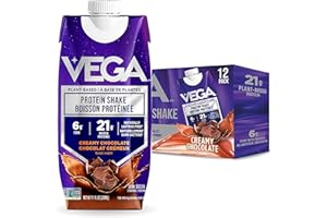 Vega Protein Shake Creamy Chocolate (Pack of 12, 330ml) – 21g Pea & Soy Protein, Ready to Drink, Plant Based, Gluten Free, La