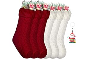 ZGCYSMHT Pack 6,18" Christmas Stockings Classic Cable Knitted Set Large Classic Fireplace Hanging Stockings for Kids,Family Stocking Holiday Party Xmas Decoration（Red and White）