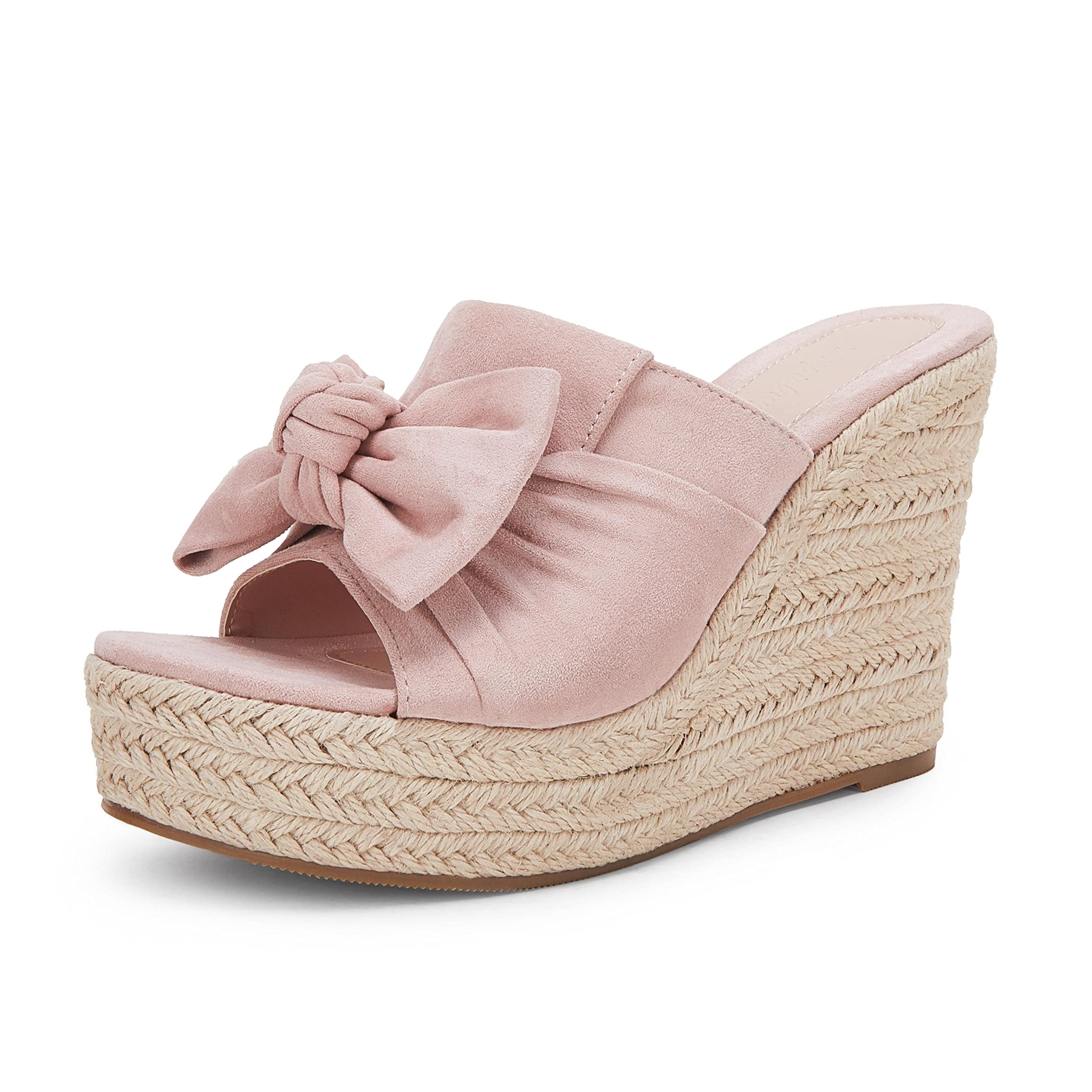 Photo 1 of PiePieBuy Womens Platform Espadrilles Slip On Wedge Sandals Bow Tie Open Toe Slides Shoes (7 1/2)