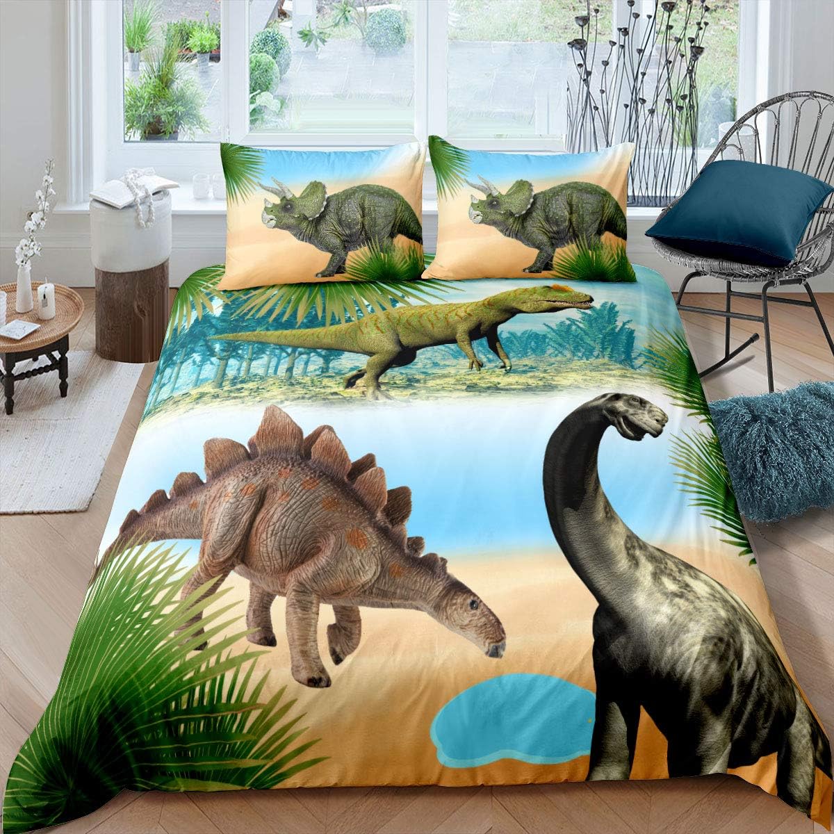 Kinder Bettwasche Set Cartoon Dinosaurier Bettbezug Set Dinosaurier Bettwasche Set Jungen Teens Dekorative 2 Stuck Betten Set Weiche Atmungsaktive Bettbezug Reissverschluss 135x200cm 80x80cm Amazon De Kuche Haushalt