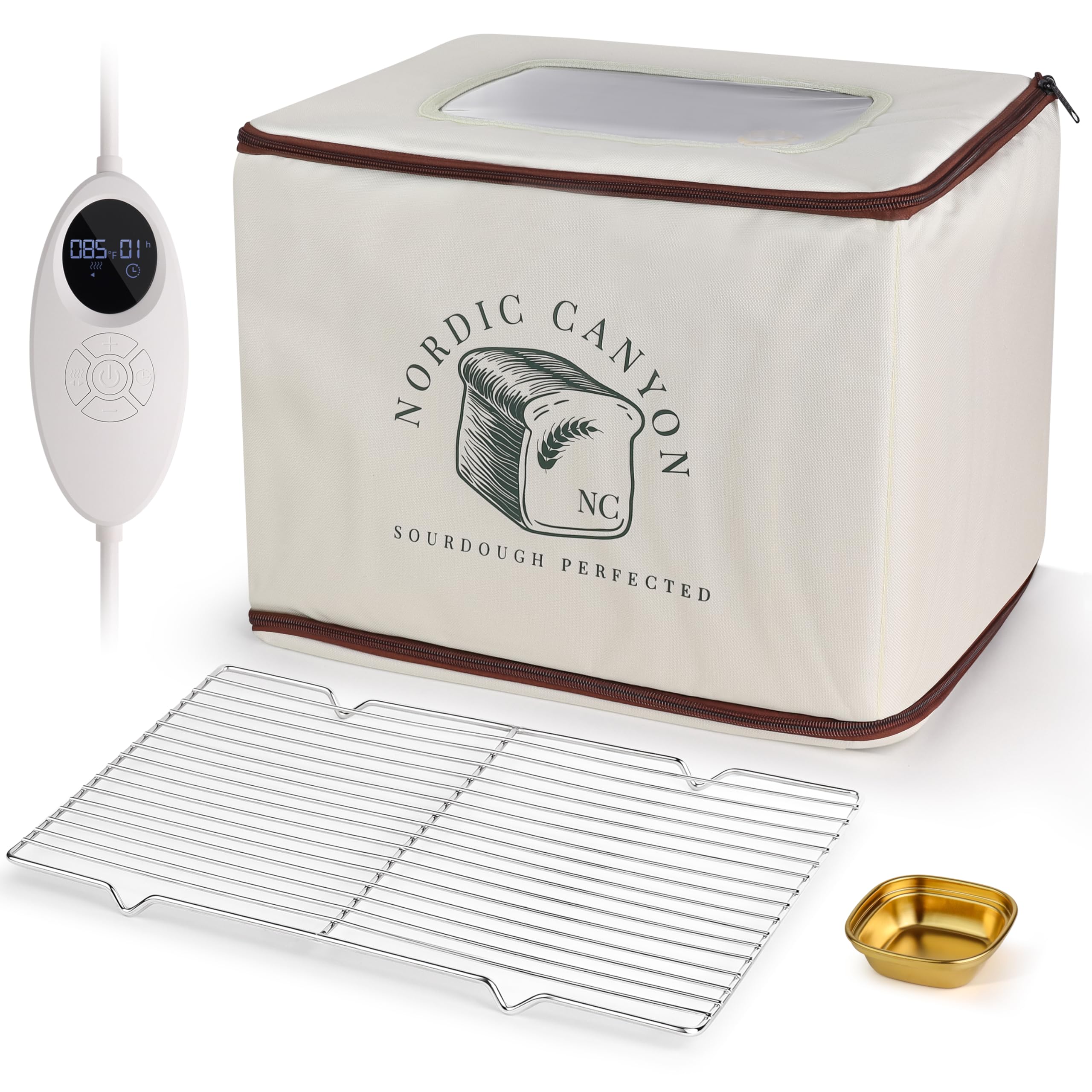 Photo 1 of Nordic Canyon Bread Proofing Box – Sourdough Proofer with Temperature Control 68–120°F & 24-Hour Timer, Foldable Countertop Bread Proofer for Dough Fermentation (Beige)