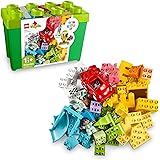 LEGO DUPLO Classic Deluxe Brick Box 10914 Starter Set - Features Storage Box, Bricks, Duplo Figures, Dog, and Car, Creative P