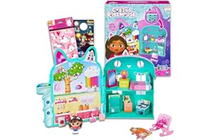DREAMWORKS GABBY'S DOLLHOUSE Gabby's Dollhouse Playset Toys for Girls - Bundle with Gabby’s Dollhouse Mini Play Set, Stickers, Door Hanger | Gabby’s Dollhouse Accessories for Doll House