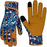 MERTURN Leather Gardening Gloves for Women Garden Gloves Thorn Proof Touch Screen Design Heavy Duty Yard Working Gloves for Planting, Digging Women Gardening Gift, M