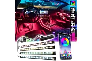 CK Formula Interior Car Lights, LED Light Strips for Cars, 16 Million RGB Colors, Bluetooth App Control, Music Sync Under Lighting Dashboard, Waterproof IP68 Rating, 12V DC Charger, 4pcs