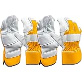 SKYDEER Premium Wild Elkskin Leather Work Gloves for Men (2 Pairs Large), All-Weather Durable & Breathable, Anti-Slip Grip for Heavy-Duty Labor, Construction, and Gardening