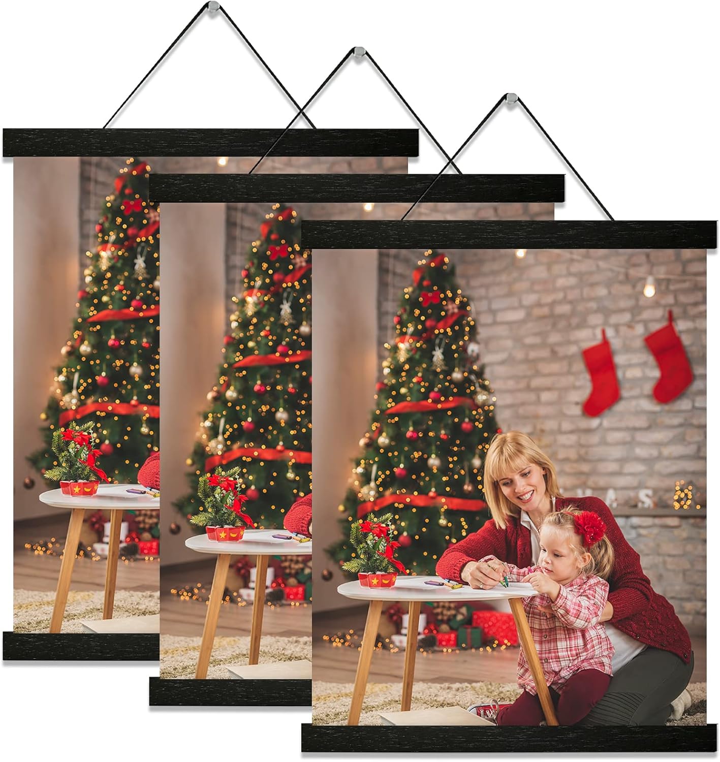 Wall Décor - YK Artwood 3 Pack Magnetic Poster Hanger Frame 12 inch Black,12x16 12x18 12x20 12x24 Wood Magnet Frames Hangers for Photos, Pictures, Prints, Maps, Canvas Artwork,Diamond Art Painting,Canvas Hanger