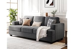 KKL Modern Sofa 89" Deep Seat Sofa, Couches for Living Room, Comfy Sofa, Sleeper Couch, Chenille, Dark Grey
