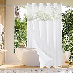Gibelle No Hook Waffle Weave Shower Curtain with