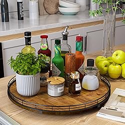 Farmhouse Oak 18" Lazy Susan Turntable Organizer