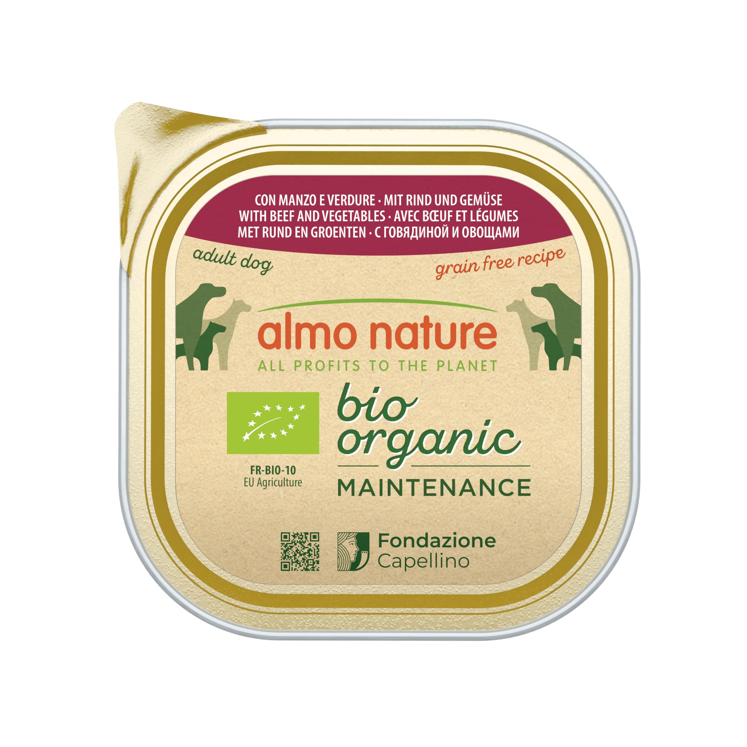 Almo Nature Biorganic - Wet Doog Food made with 100% Bio Ingredients - Beef and Vegetables - 300g (Pack of 9)