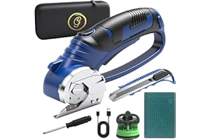 Gloxy Cordless Electric Scissors, 4V Cardboard Electric Box Cutter with Safety Lock, Extra Blades, Storage Bag, Screwdriver, Sharpener 5A Cutting Mat, Cuts 1/4 for Cardboard, Carpet, Plastic & Leather