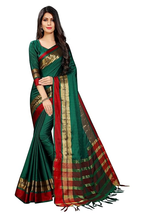 Women's Cotton Silk Saree With Blouse Piece(HanshikaVariation)