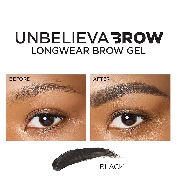 L’OREAL PARIS UNBELIEVA-BROW LONGWEAR WATERPROOF TINTED BROW GEL, SMUDGE-RESISTANT, TRANSFER- PROOF, QUICK DRYING, EASY AND QUICK APPLICATION WITH PRECISE BRUSH, BLACK, 0.15 FL. OZ.