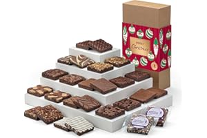 Fairytale Brownies Christmas Double Dozen Individually Wrapped Gourmet Chocolate Food Gift Basket - 3 Inch Square Full-Size Brownies - 24 Pieces - Item LC124