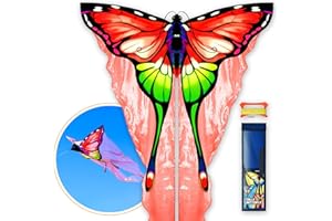 SGftre Red Tulle Butterfly Kite for Kids & Adults ，Easy to Fly Outdoor Fun Sports Beach Kids Children Outdoor Toys Kites (Tulle Butterfly-red)