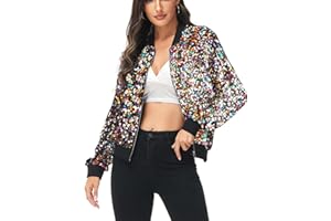 Anna-Kaci Womens Sequin Jacket Bomber Coat 1989 Slitter Outfit For Concert Party