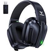 Vakedy HW11 Wireless Gaming Headset for PS5,PS4,PS4 Pro, Switch,Mac,Bluetooth 5.3 Gaming Headphones with Noise Canceling Mic,Gamer Headphones for PC,50Hr Battery (Black)