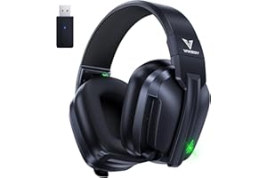 Vakedy HW11 Wireless Gaming Headset for PS5,PS4,PS4 Pro, Switch,Mac,Bluetooth 5.3 Gaming Headphones with Noise Canceling Mic,Gamer Headphones for PC,50Hr Battery (Black)
