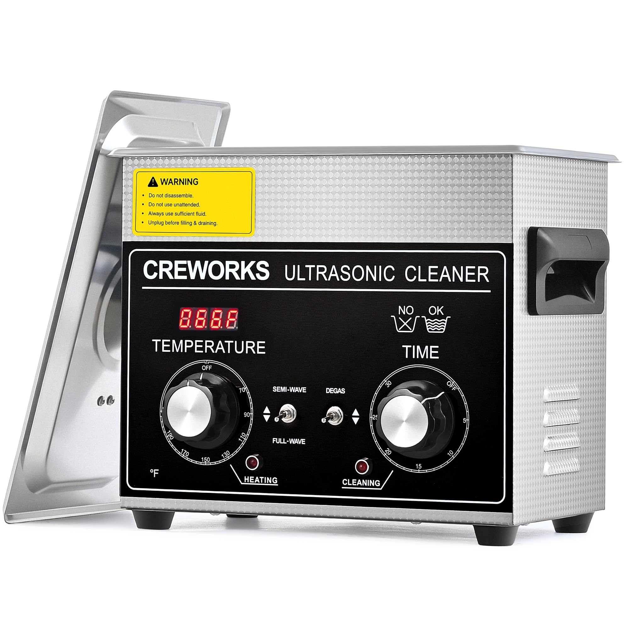 Photo 1 of CREWORKS 3L Ultrasonic Cleaner with Degas & Gentle Modes, 120W Stainless Steel Ultrasonic Cleaner Machine with Heater and Timer, Ultrasonic Parts Cleaner with Knob Control for Jewelry Glasses Watch