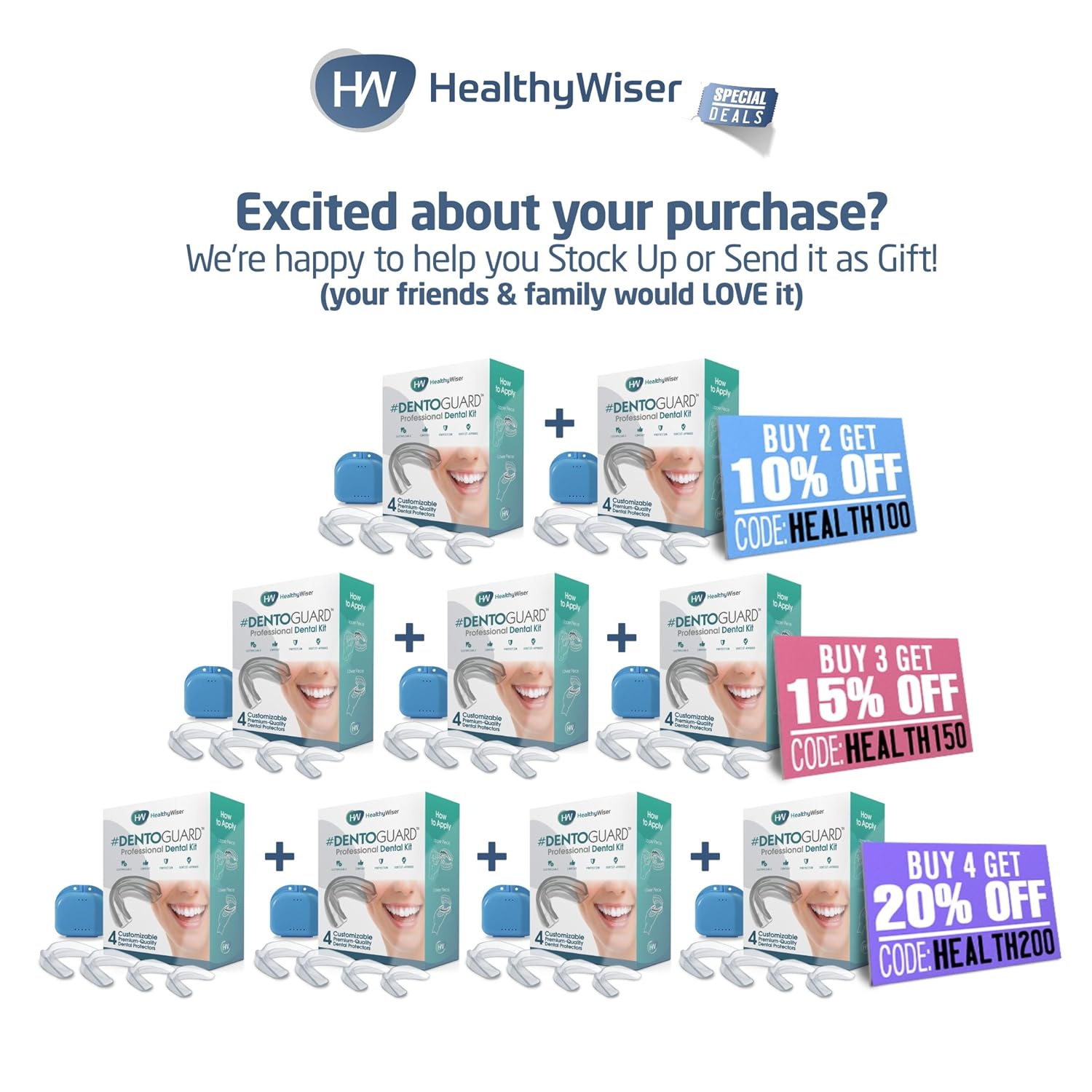 Mouth Guard - Teeth Grinding, Dentist-Approved Teeth Protectors, Offers Relief From Bruxism, TMJ & Teeth Clenching. Promotes Jaw Joint Relaxation, Custom Fit BPA-Free – 4 Pack : Beauty