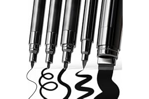ARTISTRO 5 Black Acrylic Paint Pens, Acrylic Paint Markers Different Tip, Fabric Markers for Textile, Canvas, Rock, Glass, Wood, Paper, DYI, Pens for Kids and Adults