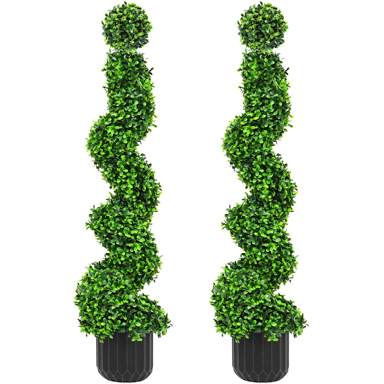 Photo 1 of 2 Pack 3FT Artificial Spiral Topiary Trees, Realistic Boxwood Trees, Evergreen PE Faux Plants with Durable Pot, Outdoor & Indoor Year-Round Garden, Patio, Porch, Home Entryway Decor