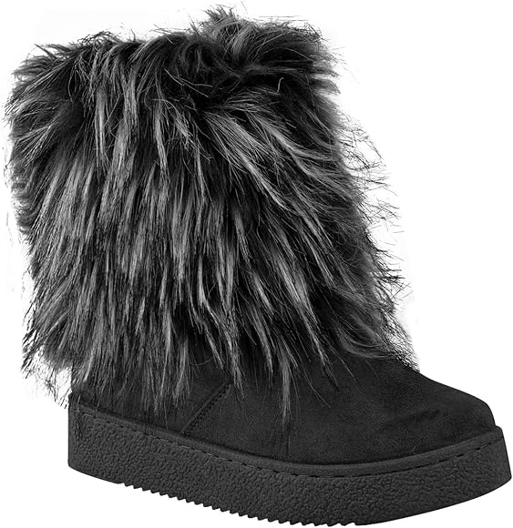 ladies fluffy boots