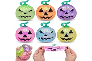 Menzcci 6 Pack Halloween Pumpkins Squeeze Toys Squishy Stress Balls Toy for Kids Boys Girls Halloween Party Favors Halloween Treat Bags Gifts