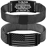 Jesvo Valentines Day Gifts for Him - To My Dad/New Dad/Stepdad/Father-in-Law Bracelet, Adjustable Stainless Steel American Flag Bracelet Christian Birthday Graduation Gifts Jewelry for Men Boys