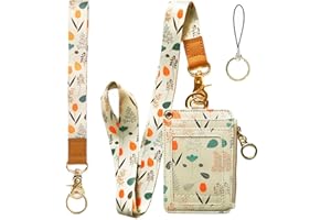 bolimoss Wallet Lanyard for id Badges,Lanyard Wallet for Women,Fashion Badge Holder with Zipper (Light Yellow)