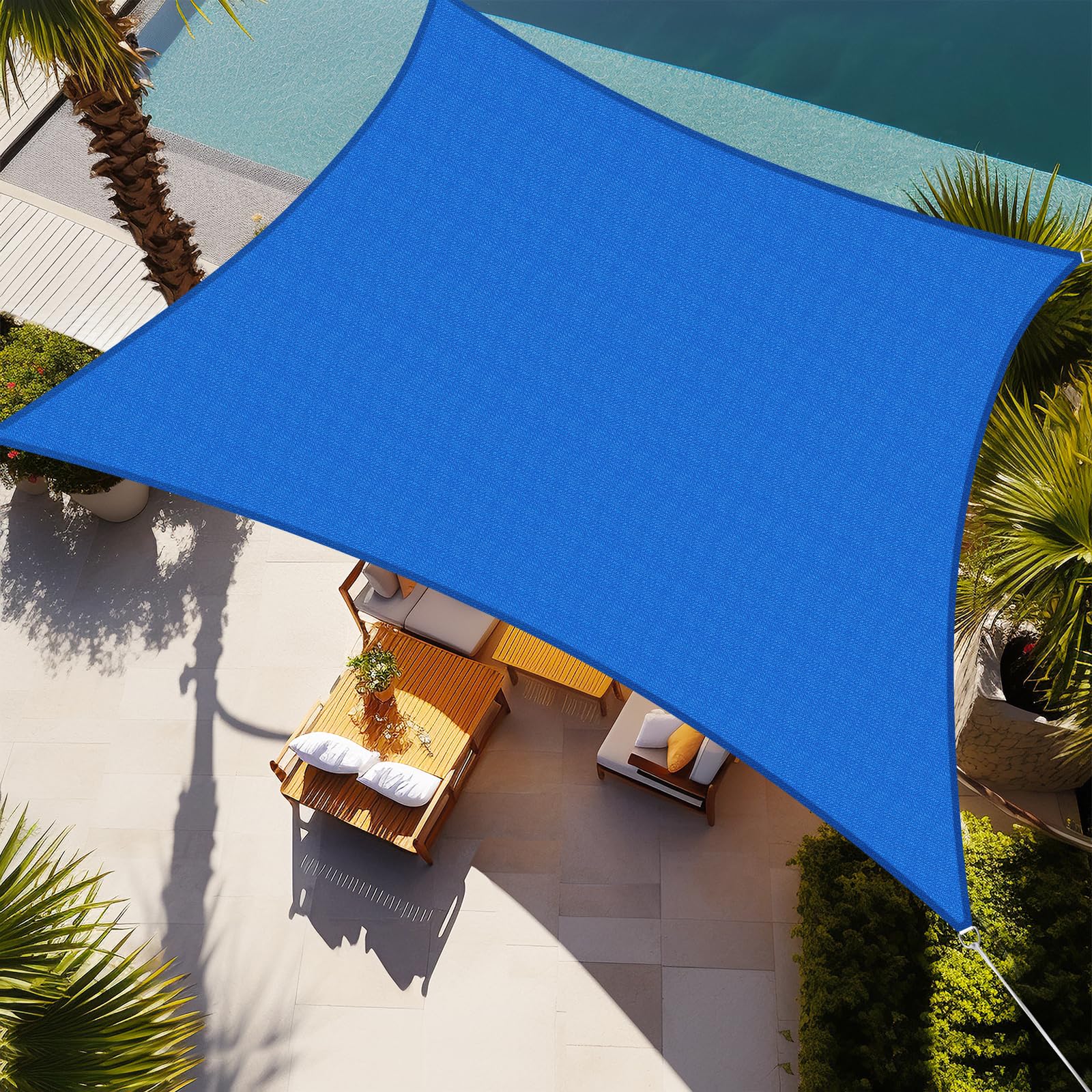 Shade&Beyond Rectangle Sun Shade Sail 06'X10' Permeable Canopy Blue for Patio Garden Yard Deck Pergola (We Make Custom Size) Image
