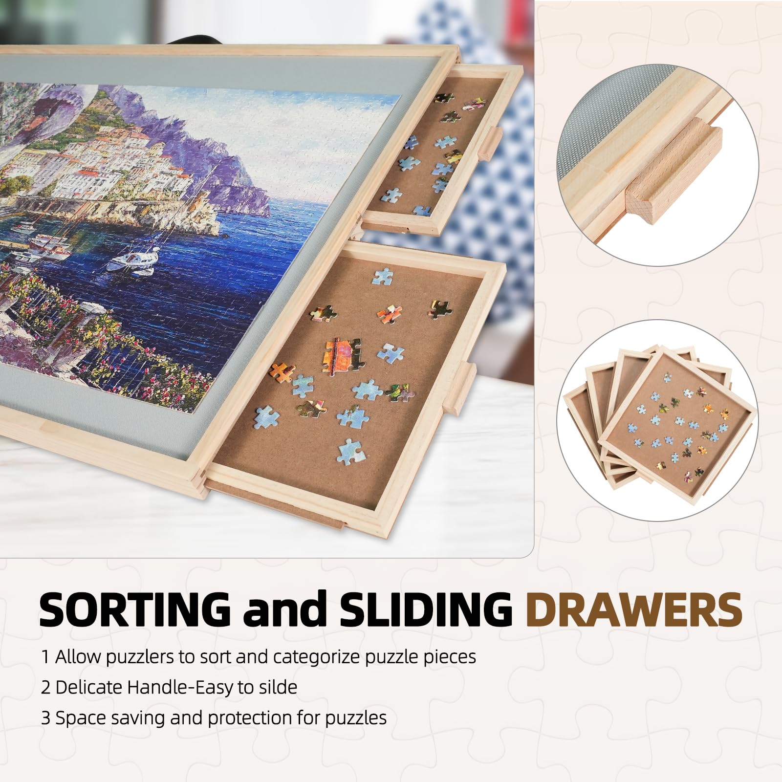 ALL4JIG 1500 Pieces 2-in-1 Tilting & Rotating Puzzle Board for Adults Gifts, Wooden Jigsaw Puzzle Table with 4 Drawers, Portable Board with Lazy Susan and Cover, 25.2