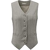 Hobemty Women's Pinstripe Waistcoat Button Down Vintage Striped Vest