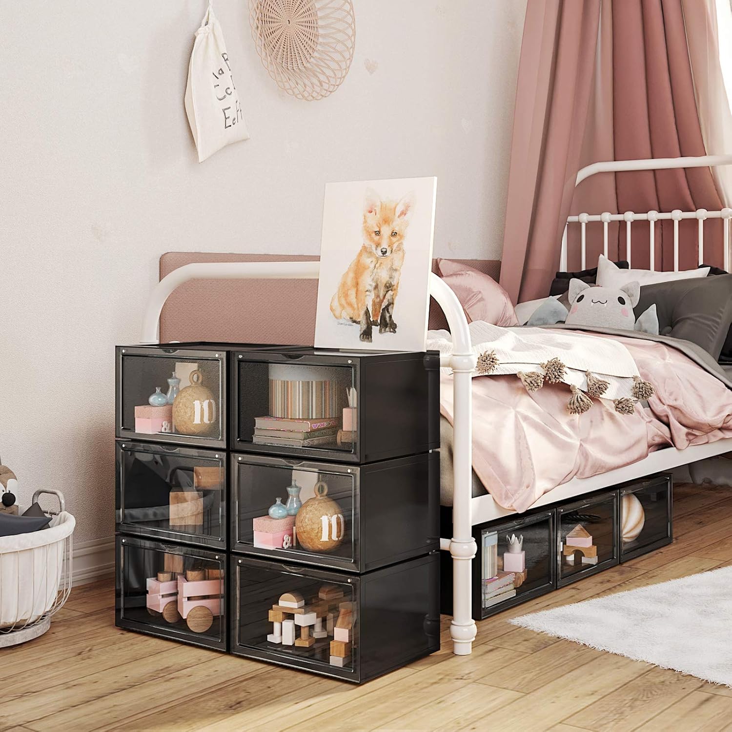 stapelbarer Schuh-Organizer schwarz LSP03CB 3er Set Kunststoffbox mit