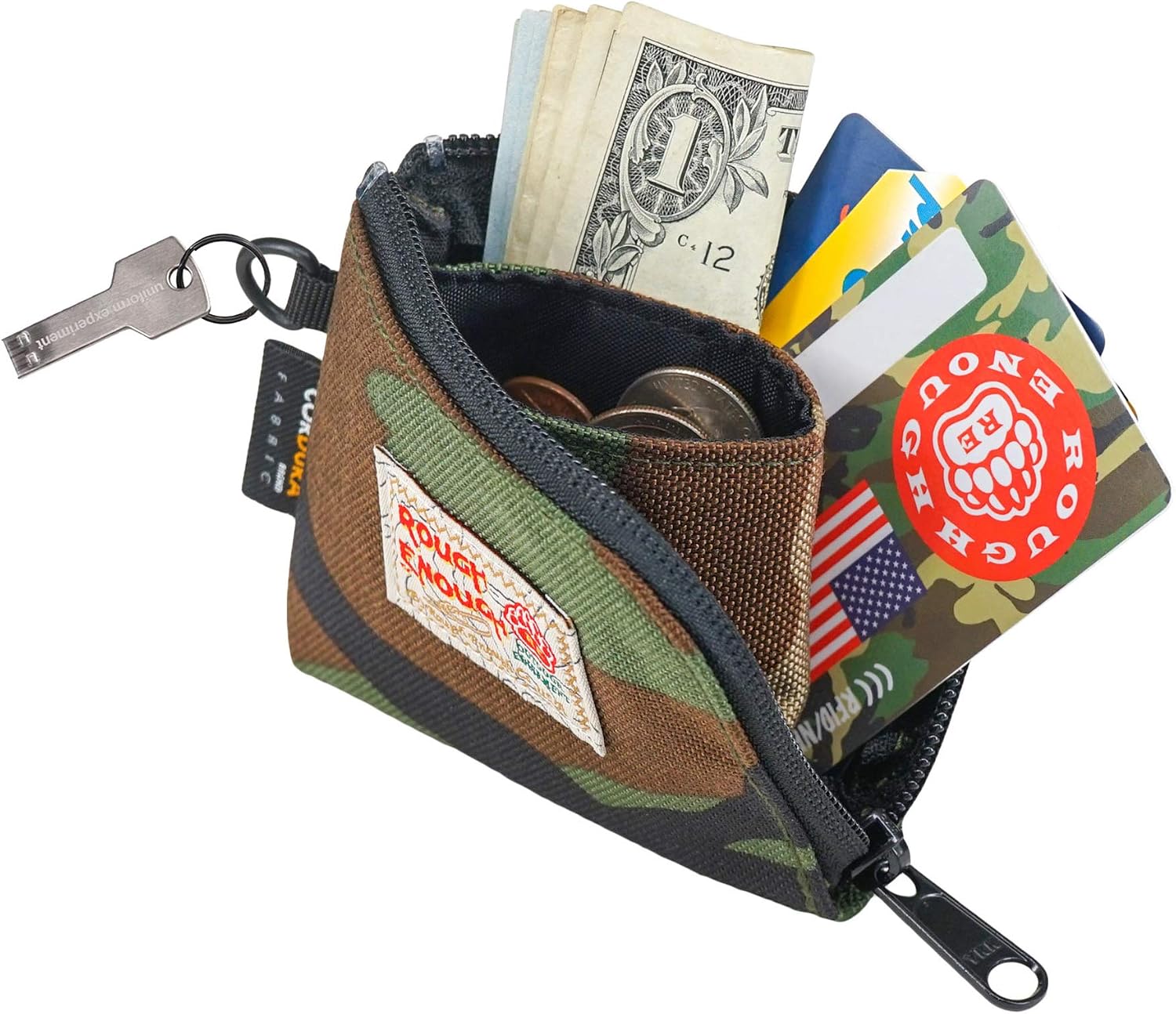 Rough Enough Small Coin Purse Pouch Change Purse for Men Boys Slim Thin Wallet EDC Pouch Credit Card Holder Wallet Organizer with Zipper for Travel School Party Unique Gifts Women Girls - Image 3