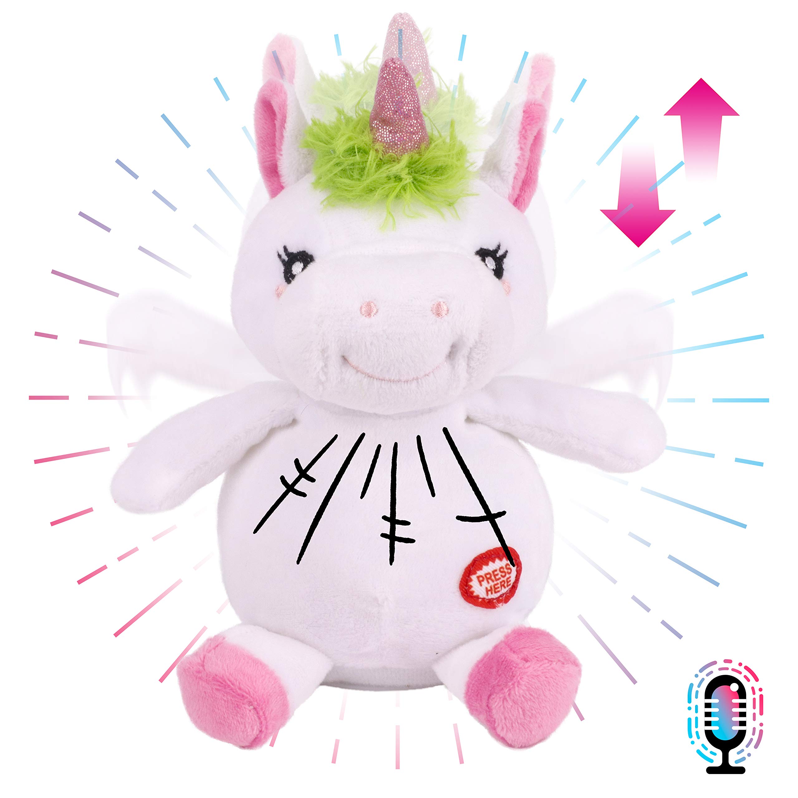 Hopearl Talking Unicorn Repeats What You Say Nodding Electric Interactive Animated Toy Speaking Plush Buddy Birthday Festival for Toddlers, 7.5''