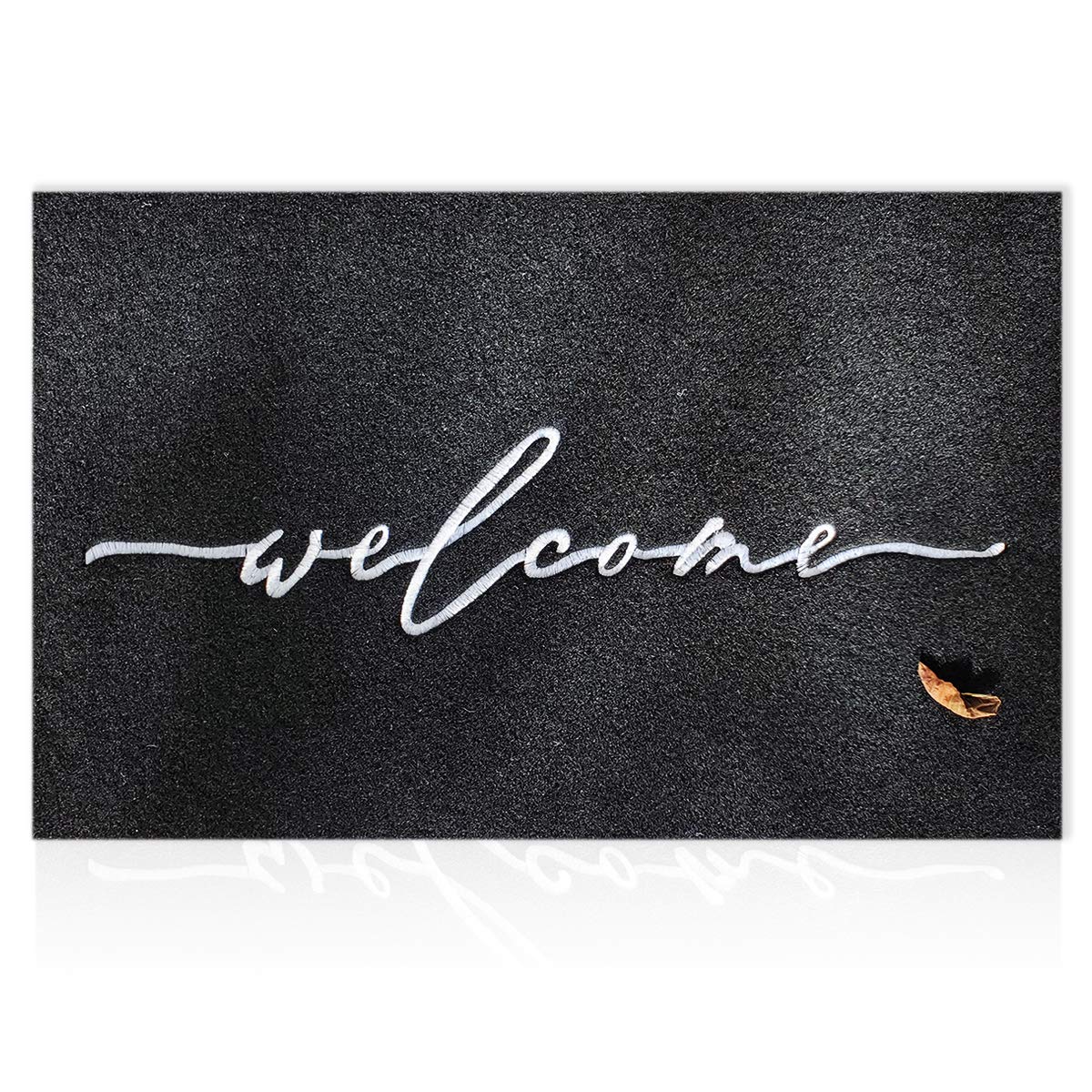 AAZZKANG Welcome Mat with Durable Non Slip Rubber Backing Door Mats Outdoor Ultra Absorb Mud Easy Clean Indoor Doormat Entrance Rug Black