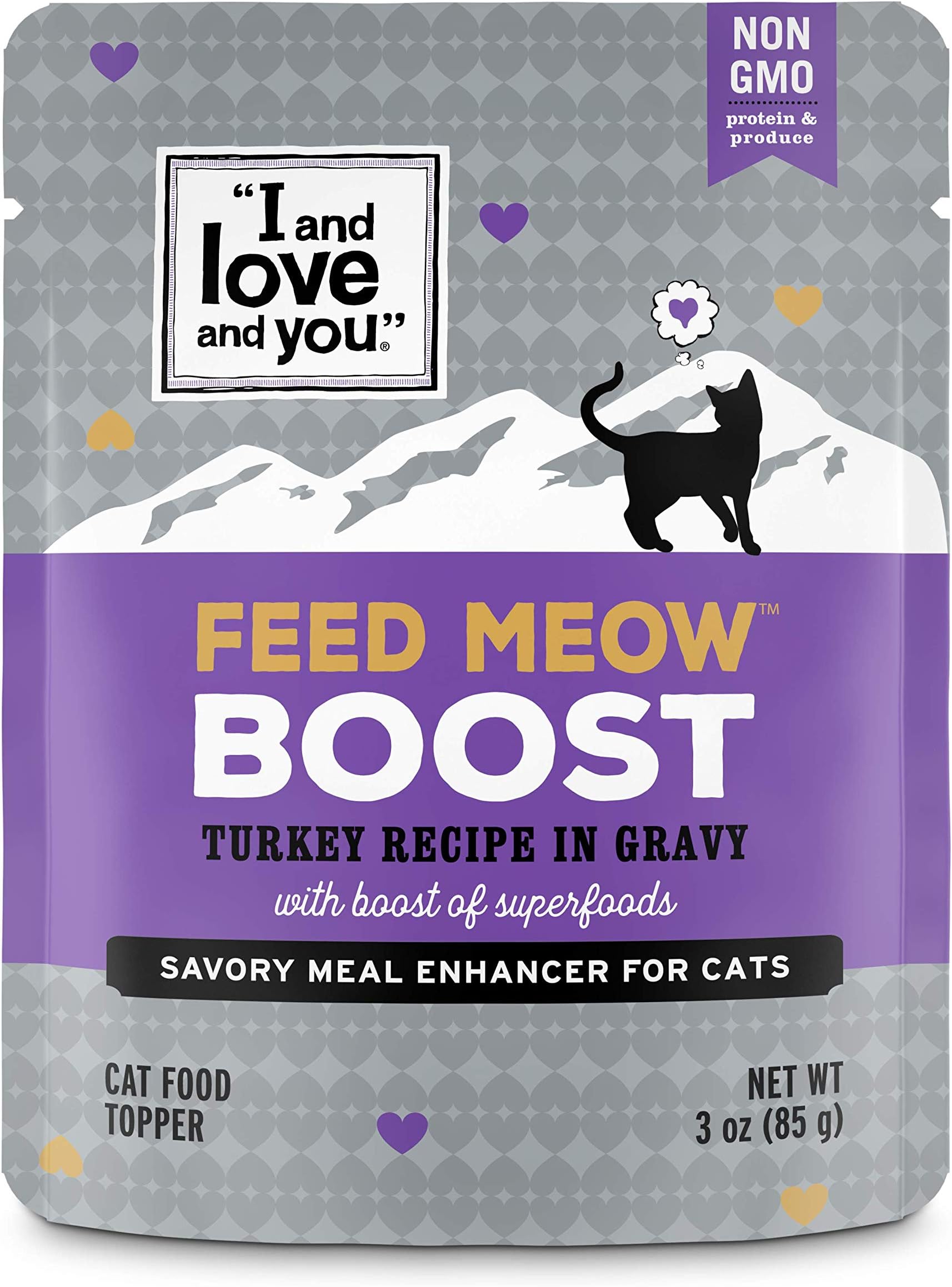 I and Love and You Feed Meow Boost Wet Cat Food Pouch, Turkey Recipe in Gravy, 3 oz (Pack of 12)